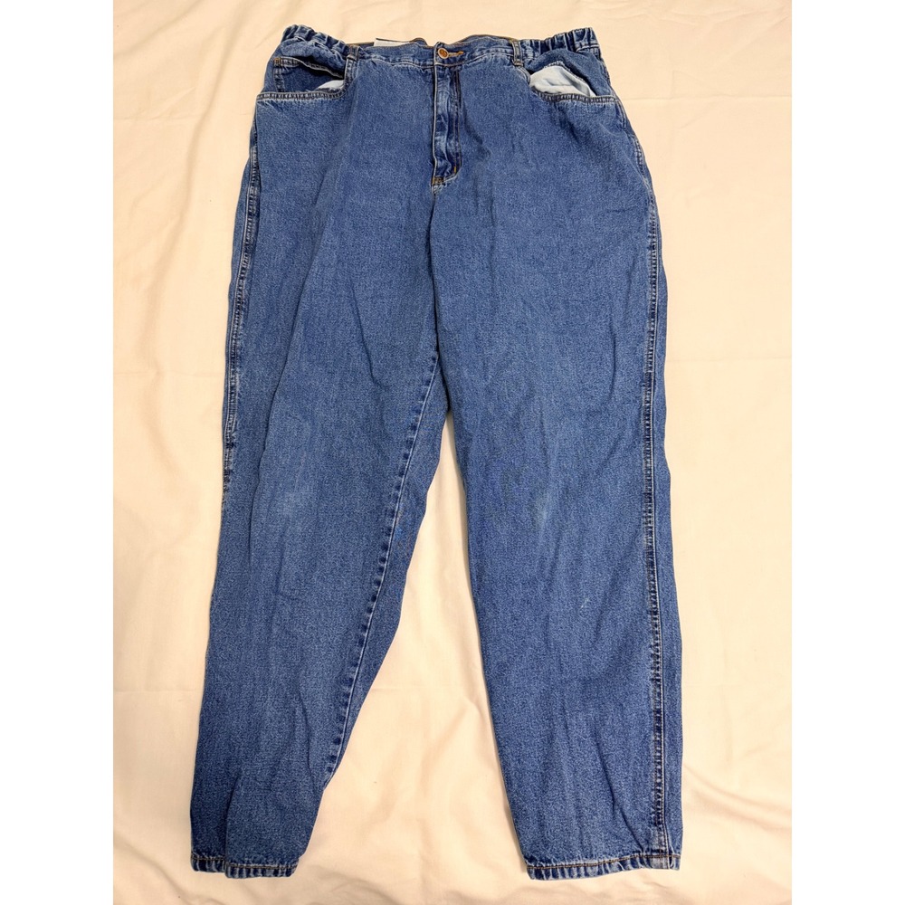 Bill Blass Women Blue High Waisted Mom Jeans Relaxed Tapered Size 20W